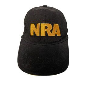 NRA National Rifle Association Black & Gold‎ Adjustable Ball Cap Hat USA Flag